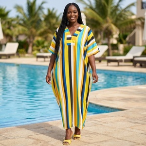 Túnica Africana Kanga para Mujer, Ecológica, de Poliéster Ligero, con Rayas y Estampado Liso, para Primavera, Otoño y Verano - Product Image 3