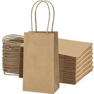 Bolsas de Regalo Personalizadas de 3.5x2.4x6.7 Pulgadas, Bolsas de Regalo Marrones con Asas de Papel Retorcido, Papel Reciclable al por Mayor - Product Image 1