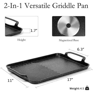 Grille <span class=keywords><strong>rectangulaire</strong></span> en aluminium moulé sous pression à <span class=keywords><strong>induction</strong></span> pour la maison Poêle à steak carrée épaissie pour la cuisine à poisson - Product Image 3