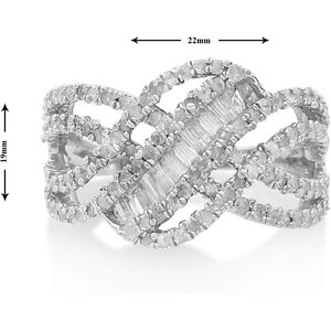 Bague de fiançailles Ornaatis Diamond Swirl 1,00 carat total, taille ronde baguette, en argent sterling, taille 7, design géométrique, sertissage en canal - Product Image 6