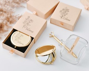 Recuerdo DE BODA láser personalizado, espejo compacto de metal, recuerdo de despedida de soltera, regalo de boda personalizado <span class=keywords><strong>para</strong></span> invitados - Product Image 4