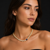 Collier tennis plaqué or avec zircon en forme de cœur, chaîne perlée, bijoux pour femme, cadeau de fête, vente chaude