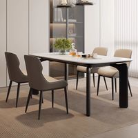 Set Meja Makan Modern dari Batu Sinter yang Dapat Disesuaikan, 6 Kursi, Mewah, Laris untuk Apartemen, Restoran, Hotel, Rumah