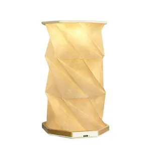 Vintage Wooden Folding Paper Lanterns Portable Dimmable Table Night Light USB Rechargeable Novelty LED Paper Lantern For Outdoor