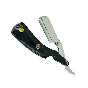 Rasoir droit IKZARSA I-BWR-01, lame en acier inoxydable, à une seule tranchant, manche en corne de buffle noir, pour le rasage du visage et de la tête, salon de coiffure - Product Image 2
