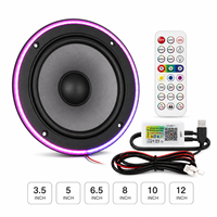 Kit d'éclairage décoratif ambiant pour haut-parleur de voiture avec anneau lumineux LED RGB multicolore et télécommande, 3,5-12 pouces