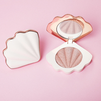 Poudre de contour et d'illuminateur pressée pour le visage, haute pigmentation, avec logo personnalisé, marque exclusive, et palette de couleurs fluorescentes.