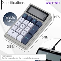 DENTEN 2 en 1 calculatrice Numpad clavier mécanique avec 12 chiffres affichage numérique Portable Mini clavier numérique intelligent bureau
