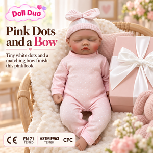 18 inch <b>Silicone</b> <b>Reborn</b> Baby <b>Doll</b> Sleeping Pout Pink Outfit Bow Hat Custom Lifelike Hand Painted Thanksgiving Gift for Kids - Product Image 2