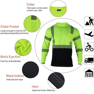 Polyester thoáng khí ANSI/isea loại r Class 3 dài tay áo phản quang an toàn Áo sơ mi tùy chỉnh logo lưới Hi VIS làm việc an toàn - Product Image 4