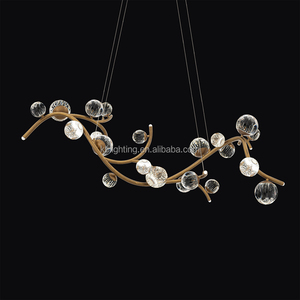 Retro Boomtak Kristallen Bol Kroonluchter Unieke Onregelmatige Gouden Plafond Hanglamp Voor Woonkamer Slaapkamer Bar - Product Image 1