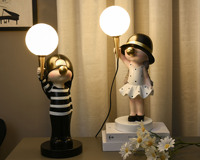 Adorable Table de Chevet pour Chambre d'Enfant, Décoration Intérieure, Sculpture Fille Soufflant des Bulles en Résine, Lampe de Nuit Nordique pour Chambre à Coucher