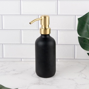Botella de Jabón de Lujo Negra Mate de 250 ml con Dispensador Metálico para Jabón, Aceite y Loción - Product Image 5