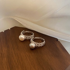 S925 Pure Silver Lace Edged Hollow Pearl <b>Ring</b>-Princess <b>Opening</b> Design Fashionable <b>Ring</b> for Noble Socialite Gift for Girlfriend - Product Image 1