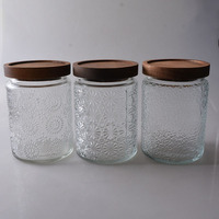 Bocal de rangement avec couvercle en bois, boîte de rangement en verre Vintage avec sceau, design rétro pour comptoir de cuisine