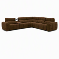 Canapé sectionnel électrique moderne avec lumières de lecture et console multimédia, canapé motorisé pour villa et home cinéma