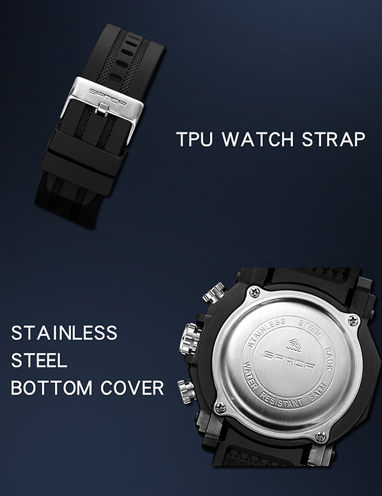 OEM SANDA 6029 Top Brand Men's Women's Multifunctional Electronic Watch Leisure Sports Waterproof Digital Student Watch