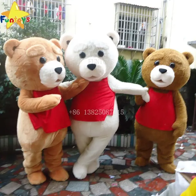 Mascotte Funtoys CE Teddy Bear-Costume de mascotte, personnalisé, déguisement d'animal pour adultes, marron