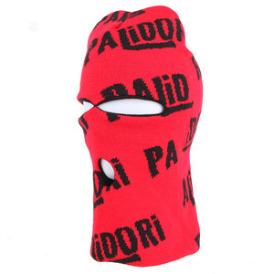 Маска для велоспорта на открытом воздухе, черная, дизайнерская, двусторонняя, балаклава с тремя отверстиями, жаккардовая, персонализированная. - Product Image 3