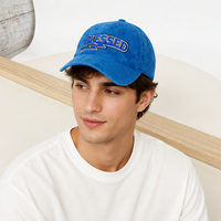 Gorras de Béisbol Personalizadas de 6 Paneles en Gamuza Azul con Letra Bordada en 3D, Gorras de Béisbol Ajustables con Estructura Deportiva y a la Moda