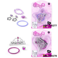 Collier de princesse en plastique en gros, diadème, couronne, bijoux, jouet pour filles