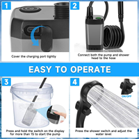 Douche portable de camping 6000mAh rechargeable en plastique avec écran LED intelligent, 4 modes de pulvérisation, étanche IPX7 17