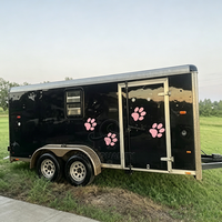 Remorque de toilettage mobile sur mesure pour animaux de compagnie avec structure en acier inoxydable et fibre de verre pour le toilettage des chiens et des chats
