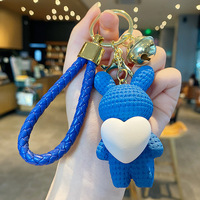 Gantungan Kunci Kelinci Resin 3D Imut dengan Lonceng untuk Hadiah Pasangan Wanita dan Gadis