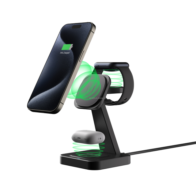 For 3-in-1 Magnetic Wireless Charging Station for iPhone 15W Fast Charging with Type-C Port Electric Mobile Phone Charger