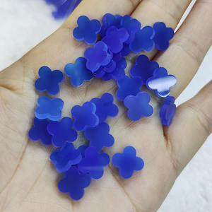 Gema de Ágata Azul en Forma de Trébol de Cuatro Hojas, Gema de Ágata Natural, Gemas Sueltas para Colgante de Moda - Product Image 5