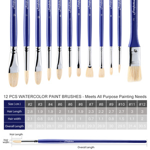 Offre Spéciale 11 pièces bleu manche en bois poils peinture brosse ronde plat artiste pinceau ensemble pour huile acrylique peinture - Product Image 2