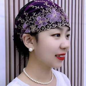 High-quality women's ethnic baseball cap and scarf set wholesale, high-quality plain shawl <b>hat</b>, Muslim headscarf - Product Image 3