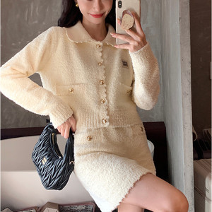 Bộ đôi áo len cardigan dài tay thời trang mùa xuân 2024 và chân váy ngắn quấn eo - Product Image 2