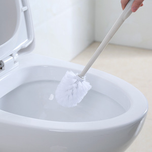 Toilet <b>Brush</b> Set Plastic Soft Bristle Long Handle For Bathroom Cleaning Gray And Pink - Product Image 3