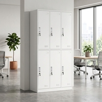Meubles de bureau en acier, casier à 6 portes, armoire de rangement pour vêtements du personnel avec penderie, casier de gym en métal à 6 compartiments