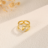 Bague empilable à nœuds pour femme, laiton plaqué or, double rangée de zircons entrelacés, taille 6-12, bijoux