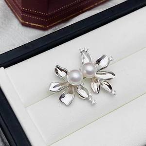 22351DIY <b>Pearl</b> Accessories S925 <b>Silver</b> Earnail Empty Stand Gold <b>Silver</b> Jewelry <b>Earrings</b> with 6-7mm Round - Product Image 3