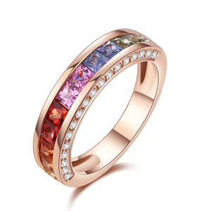 Bague de fiançailles pour femmes OEM/ODM personnalisée 18K en véritable rose bijoux faits à la main en saphir et diamant naturel de haute qualité pour mariages - Product Image 1