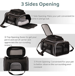 Havayolu onaylı nefes katlanabilir yumuşak taraflı örgü açık kedi çantası Pet köpek taşıyıcı köpek seyahat çantası - Product Image 5