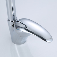 Robinet de cuisine monocommande en laiton chromé, pivotant à 360 degrés, pour eau chaude et froide, pour évier domestique