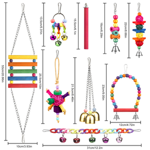Bird Swing Set Safety Material <b>Bracket</b> <b>Hanging</b> Perch Wooden Toy Cage Parrot Chewing Toy Rings - Product Image 5