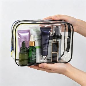 Custom Logo <b>Transparent</b> PVC Cosmetic <b>Bag</b> Waterproof Portable Stain Resistant Toiletry Pouch Zipper Travel <b>Makeup</b> Organizer - Product Image 1