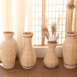 Macetero de mimbre para flores secas, florero de mimbre alto - Product Image 3