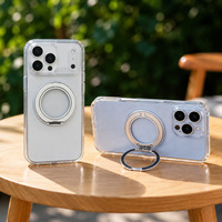 Personnalisation de coque de téléphone portable IMD TPU avec support magnétique rotatif à 360 degrés, transparent, compatible avec les séries 16/17