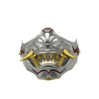 Masque de déguisement unisexe pour Halloween, guerrier, fantôme, masque de bouche avec dents, démon, Kabuki, samouraï, Oni, diable