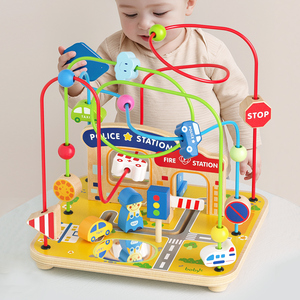 Đồ chơi giáo dục Montessori bằng gỗ cho trẻ mới biết đi 1-3 tuổi, hoạt động cảm giác thành phố, mê cung hạt - Product Image 1