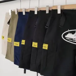 Pantaloncini neri da uomo con stampa alla moda pantaloni estivi divisi con Logo personalizzato corteiz pantaloni Cargo Multi tasca