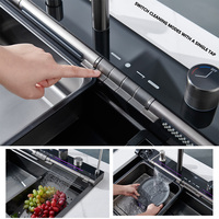 Planche à découper personnalisée en acier inoxydable avec robinet en laiton, évier double à surface nano pour la préparation culinaire