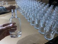 Bouteilles en verre rondes de 50 ml, 100 ml, 200 ml, 375 ml, 500 ml, 750 ml pour la vodka, le brandy, le whisky, le gin, le rhum, la tequila avec bouchon, surface gravée à l'acide