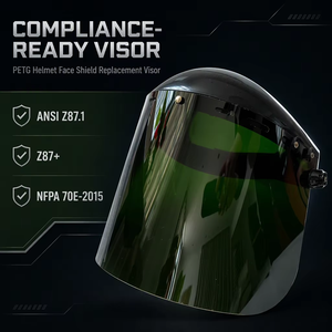 CE EN166 ANSI Z87.1 Zertifizierter Grüner PETG Visier-Schutzbrillenaufsatz Helm-Gesichtsschutz Ersatzvisier PLASTICOOP G2000G 100 Stück/Karton - Product Image 1